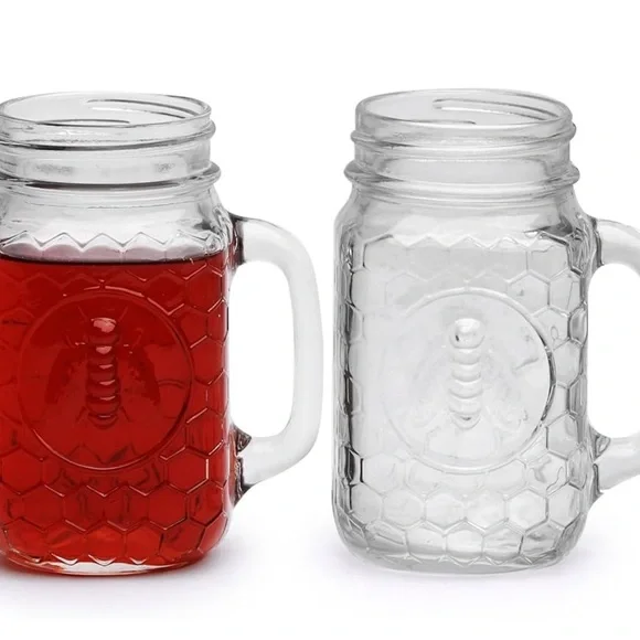 Circleware Glass Mason Jars, Set of 4, 17 oz, Honey Bee Mugs - Picture 4 of 6